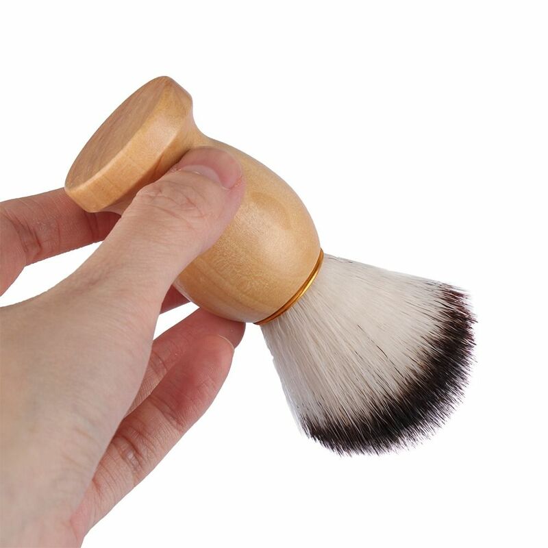 Vendita calda uomini rasatura manico in legno pennello barbiere viso barba baffi apparecchio per la pulizia strumento per la rasatura trucco di bellezza