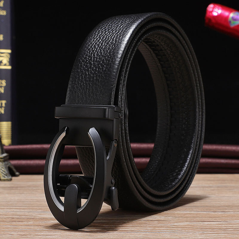 Luxury Genuine Leather Men Jeans Belt Rhinestone Metal Rotatable Belt Buckle High Quality Business Belt Male Waistband Belts New