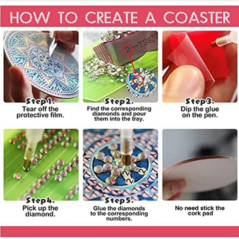 Girassol Pintura Diamante Coaster Set, Arte e Artesanato Suprimentos Kit, Adequado para Iniciantes e Adultos