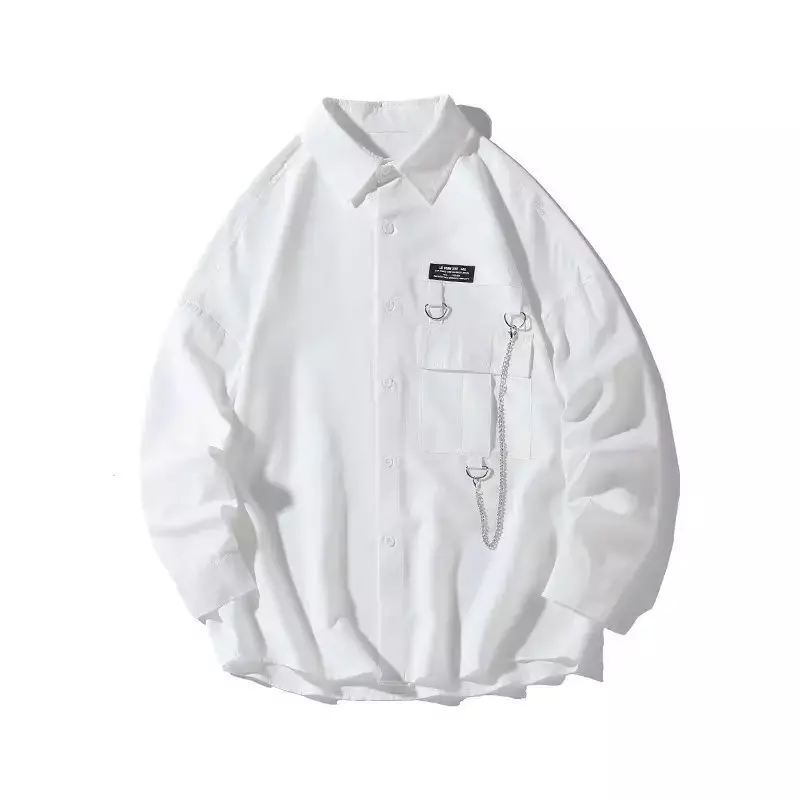 Рубашка в стиле хип-хоп для мужчин и женщин, уличная одежда с цепочкой и длинными рукавами, модная Корейская блузка в стиле Харадзюку, большие размеры 5xl, 2023