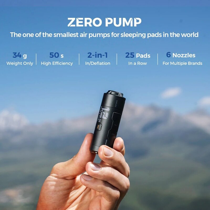 FLEXTAILGEAR Zero pompa udara portabel, pompa listrik Mini Inflator dapat diisi ulang untuk bantalan tidur