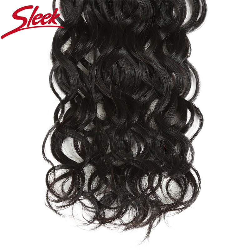 Sleek-extensiones de cabello humano brasileño Remy, mechones de pelo rizado, ondulado al agua, 28 pulgadas