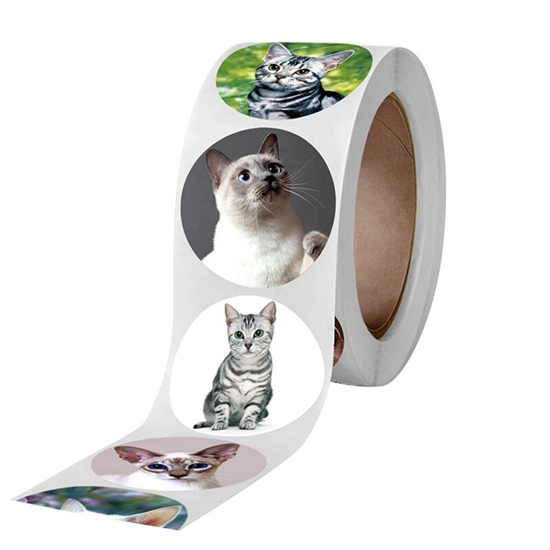 100-500pcs Lovely Cat stickers Sealing label Reward stickers for School Teacher Cute Animals kids Stationery Sticker Gift Decor