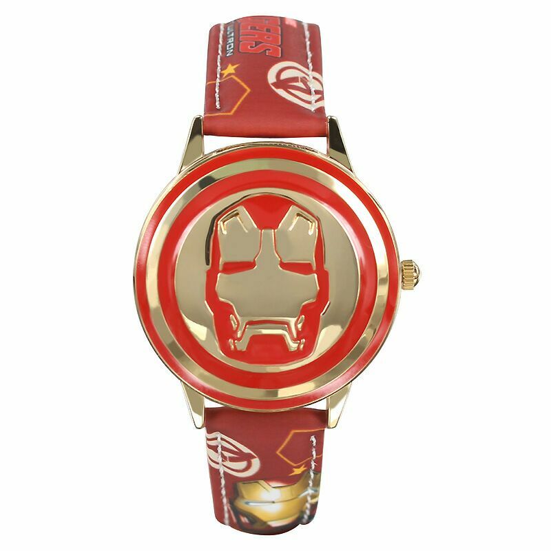 Disney Spiderman นาฬิกาเด็กกัปตันอเมริกา Ironman เด็กนาฬิกาหนังควอตซ์พลิกกล่องโลหะนาฬิกาเด็กนาฬิกาของขวัญ
