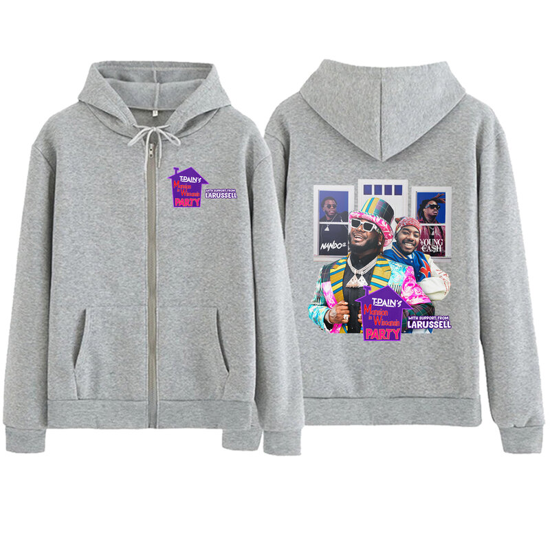T-Pain 2024 Tour Reiß verschluss Hoodie Harajuku Pullover Tops Sweatshirt Streetwear Fans Geschenk