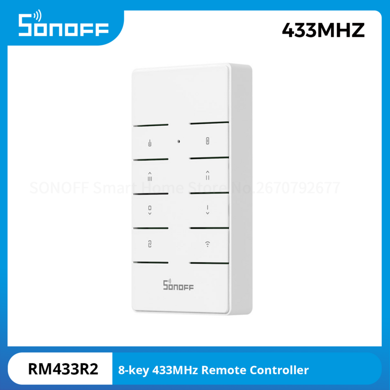 Пульт дистанционного управления SONOFF RM433R2 с 8 кнопками, 433 МГц, Радиочастотный пульт дистанционного управления для умного дома, работает с SONOFF TX/4CHPROR3/RFR2/iFAN04/D1/RF BridgeR2