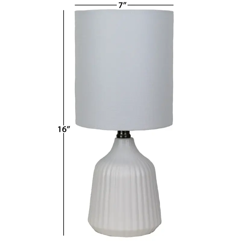Ostoja ciepły biały prążkowany ceramiczna lampa stołowa, 16 "H