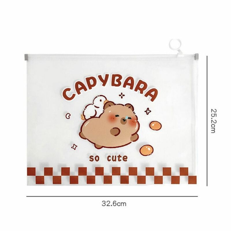 Capybara โปร่งใสและมองเห็นได้ tas berkas PP กระดาษเปิดขนาดใหญ่ที่กระเป๋ากันน้ำไฟและ tas berkas ซิปแบบพกพา