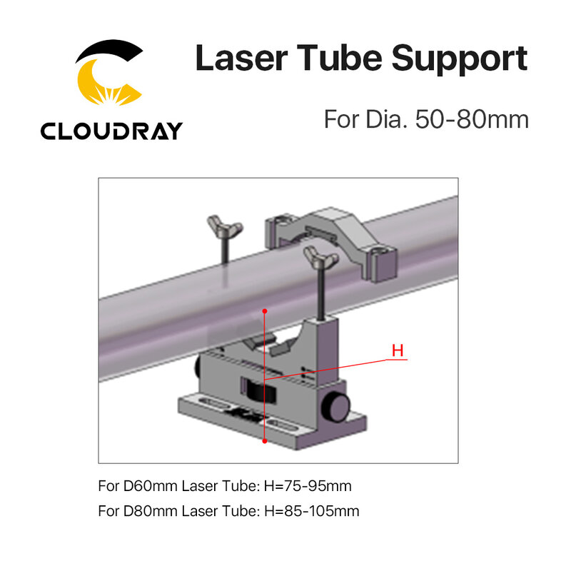 Soporte para tubo láser Co2, soporte plástico flexible, 50-80mm, 50-180W, modelo A
