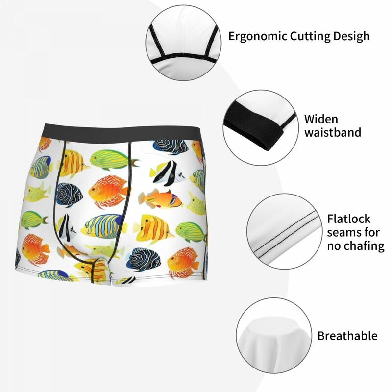 Vari slip Boxer da uomo colorati con pesci tropicali, biancheria intima altamente traspirante, pantaloncini con stampa 3D di alta qualità regali di compleanno