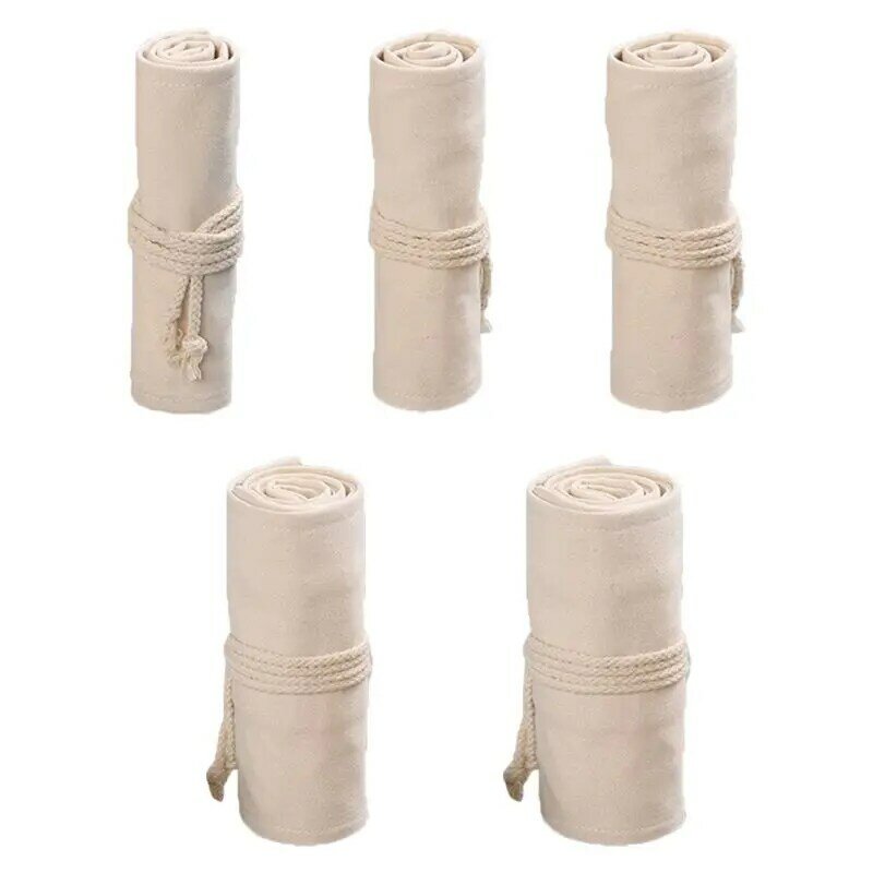 CPDD-bolsa lápices enrolladas lona con 12/24/36/48/72 agujeros, bolsa lápices para estuche maquillaje, bolsa