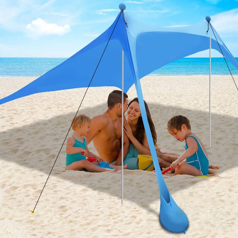 Parasol de tienda con protección UV UPF 50 +, postes y clavijas de tierra y cuerdas antiviento para exteriores, Camping, patio trasero y pícnic