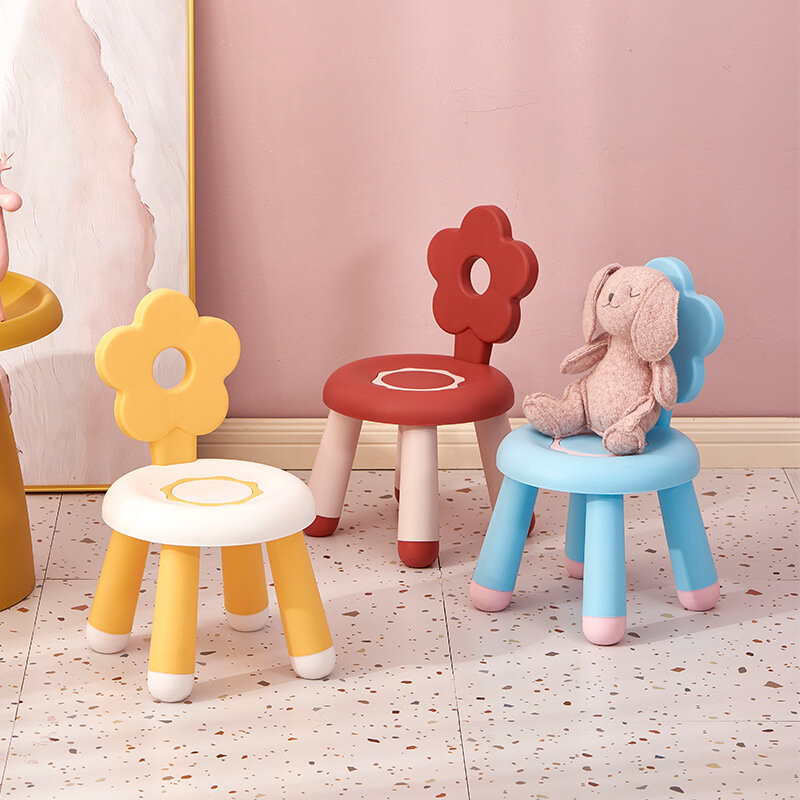 Plastic Back Chairs for Children, Simple Learning Chairs, Small Stools, Tables and Chairs
