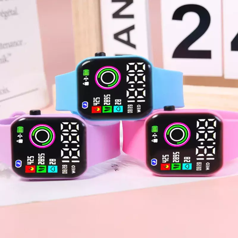 موضة Led شاشة كبيرة للأطفال ساعة إلكترونية طالب الرياضة سوار ساعة Y1 الاطفال الرقمية ساعة اليد للبنين بنات