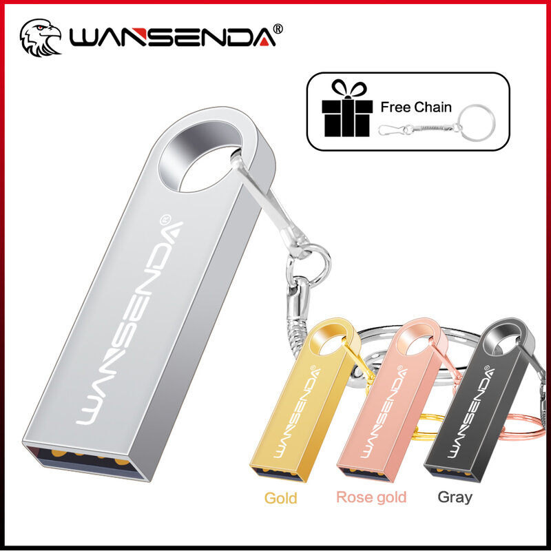 Wansenda USB แฟลชไดรฟ์มินิโลหะ USB 2.0ไดรฟ์ปากกาแบบพกพา128GB 64GB 16GB 8GB 4GB หน่วยความจำไดรฟ์