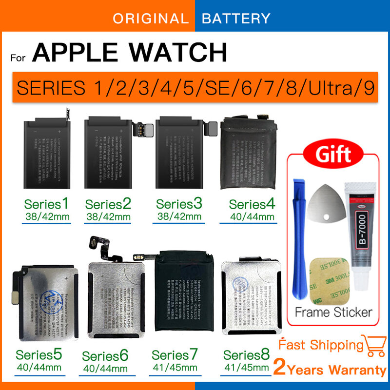 Nowa oryginalna Bateria do Apple Watch serii SE 1 2 3 4 5 6 7 8 IWatch S1 S2 S3 GPS LTE S4 S5 S6 S7 S8 38/40/41/42/44/45 Bateria