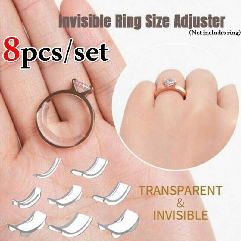 8 Sizes Silicone Invisible Clear Ring Size Resizer Loose Rings Reducer Ring Sizer Fit Any Rings Jewelry Tools Tightener