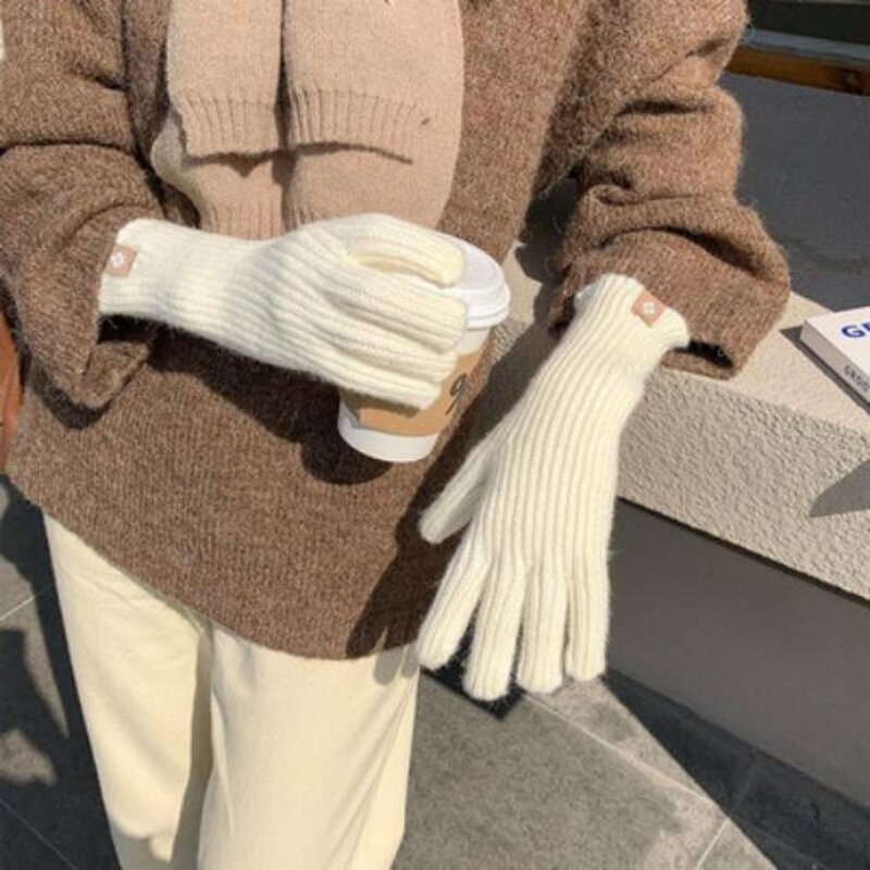 Zagęścić, rękawiczki z dzianiny moda utrzymuje ciepła, z wełny pełne rękawiczki jednolity kolor przez długi rękawiczki na nadgarstki jazdy