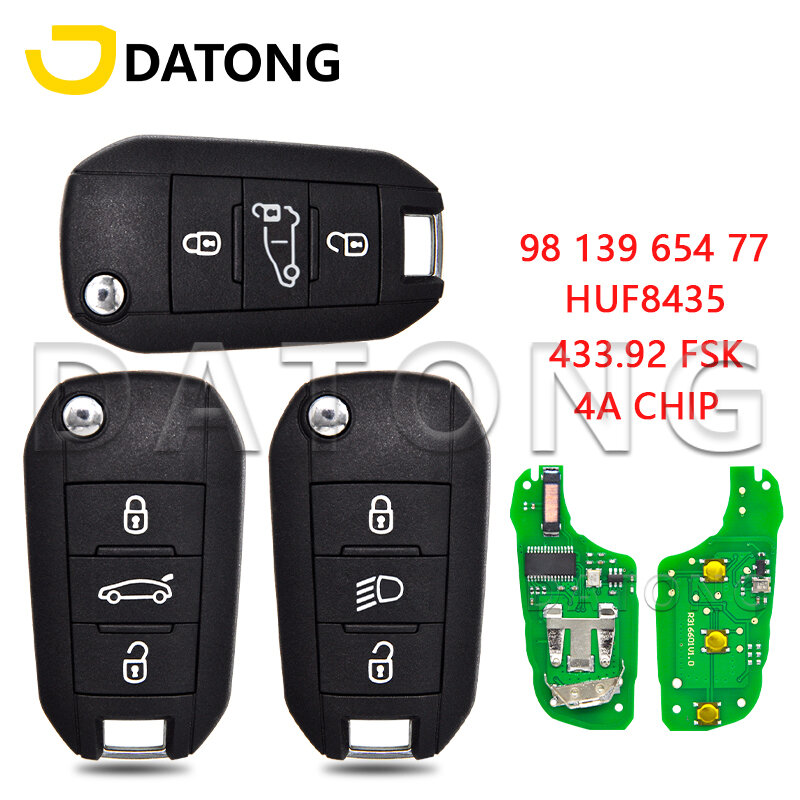 Chiave remota per auto Datong World per Peugeot 208 2008 308 508 Citroen C3 C4 C5 4A AES Chip 433.92FSK sostituzione Flip Smart Control