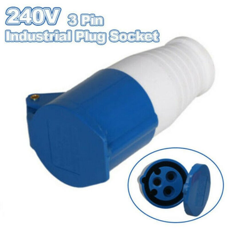 Soket steker adaptor Industri tahan air, soket konverter soket plastik tahan air 2P 240V biru