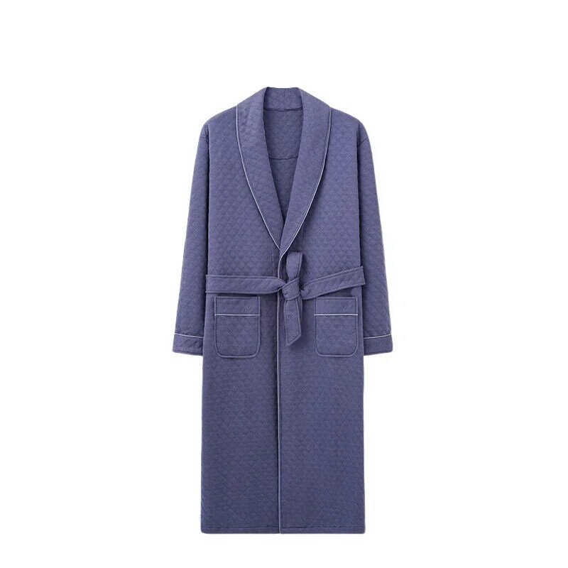 Winter Male and Female Warm Bathrobe Quilted Cotton Night Gown Robe for Gentlemen Kimono Elegant Dressing Plus Size