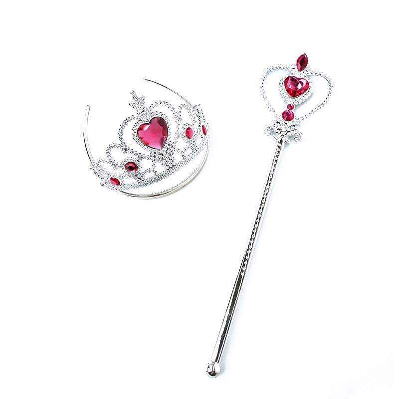 Conjunto de accesorios de princesa Anna y Elza, collar de corona de varita mágica, Reina de la nieve, guantes de princesa, accesorios de fiesta para niños y niñas