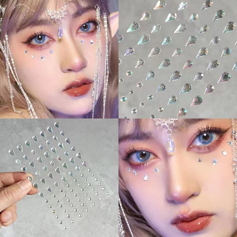 1 sztuk samoprzylepne kolorowe diamenty Eyeshadow naklejki kolor kryształu diament DIY oczy twarz ciało makijaż dekoracje dżetów