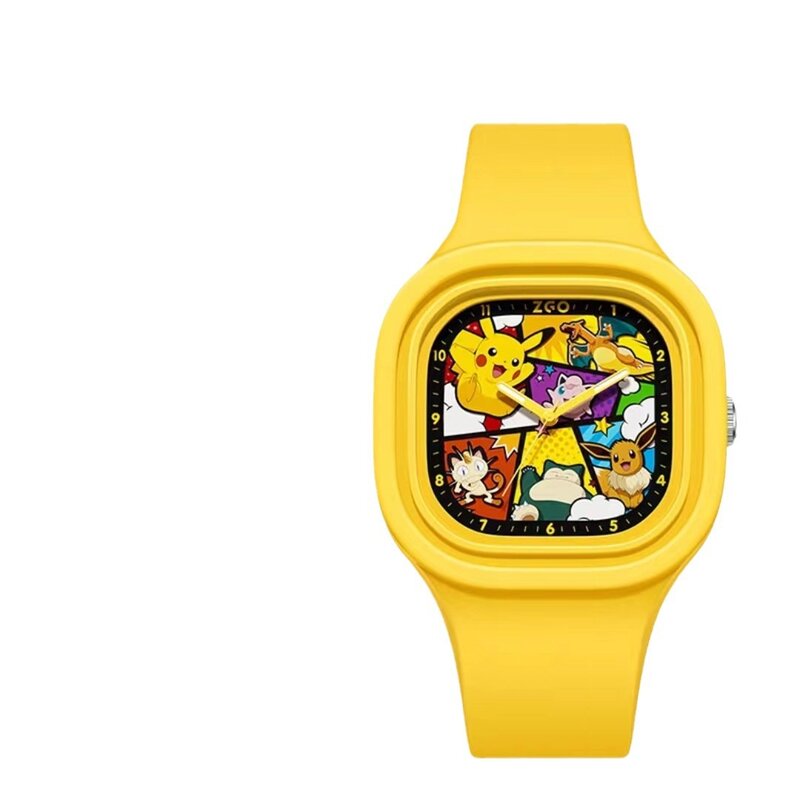 피카츄 스퀘어 실리콘 어린이 시계, 만화 포인터 발광 디지털 손목시계, 소년 소녀, 어린이 생일 축제 선물, 신제품