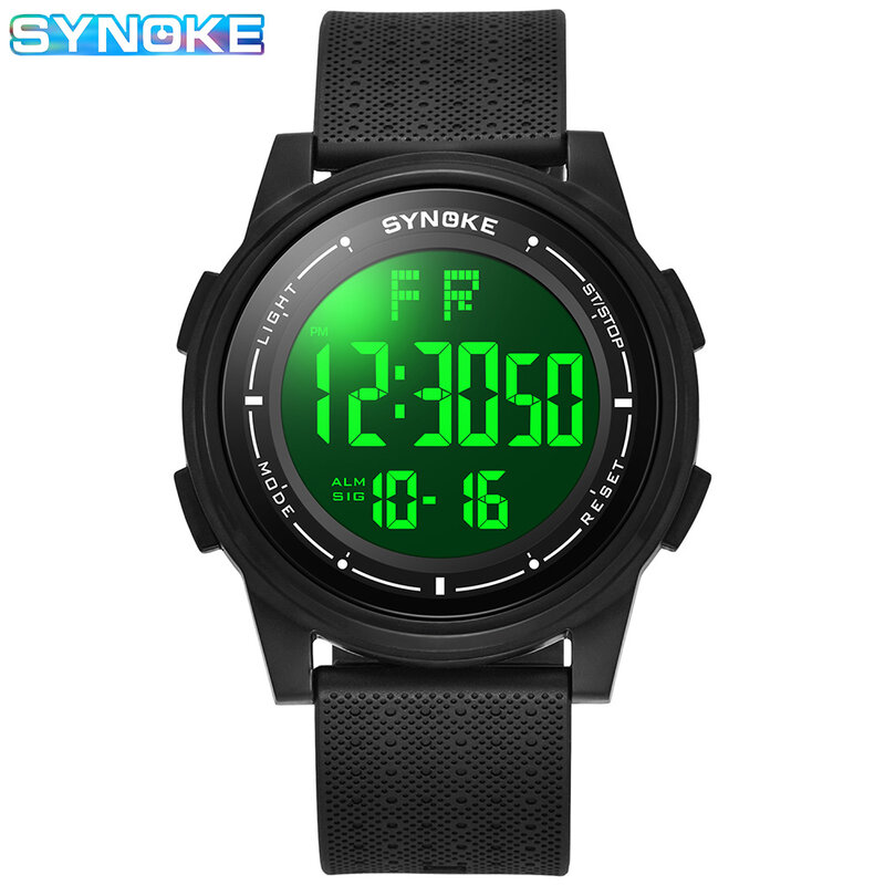 Jam tangan elektronik pria, arloji Digital olahraga lelaki anti air 50M, LED, Alarm, sederhana
