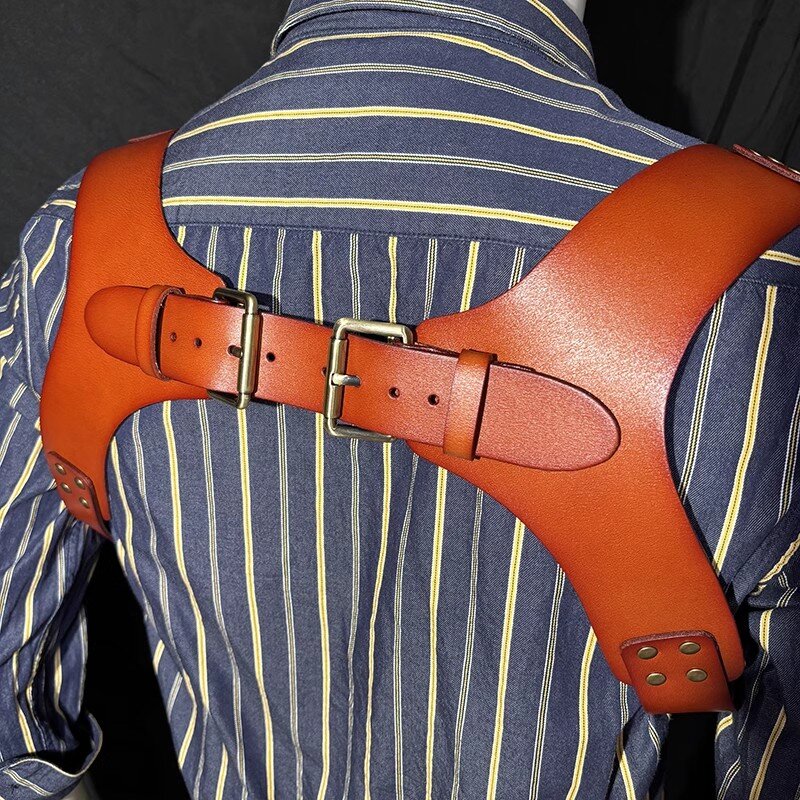 Suspensórios de couro para homens suspensórios de ombro duplo, suspensórios para calças, acessórios steampunk adultos, 3,5 cm
