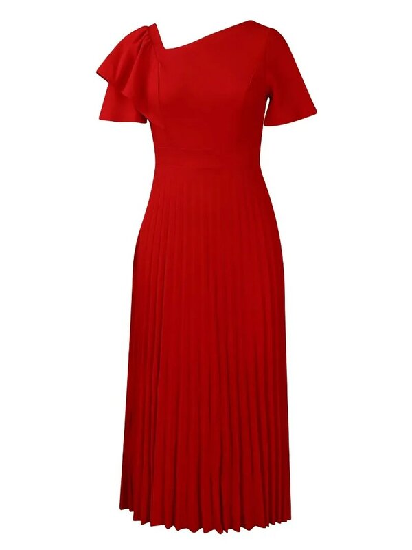Red African Dresses for Women Elegant African Short Sleeve V-neck Pleat Party Evening Long Maxi Dress Dashiki Africa Clothing