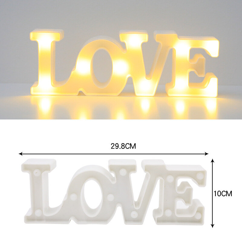 3D Love Heart LED Letter Lamps Indoor Decorative Sign Night Light Marquee Wedding Party Decor Gift Romantic 3D LED Night Lamp