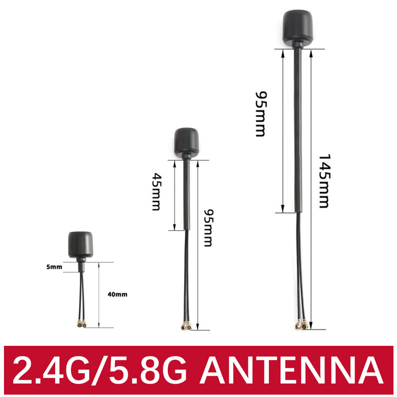 Flyfishrc Dual-Band Antenne 5.8Ghz/2.4Ghz Ipex/Ufl 40Mm/95Mm/145Mm Lhcp Lange Afstand Antenne Compatibel Dji O3 Voor Fpv Rc Drone