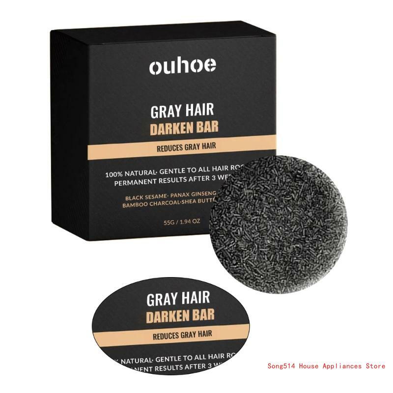 Jabón en barra negro para cabello gris, barra para cabello gris inverso, jabón para cobertura cabello gris 95AC