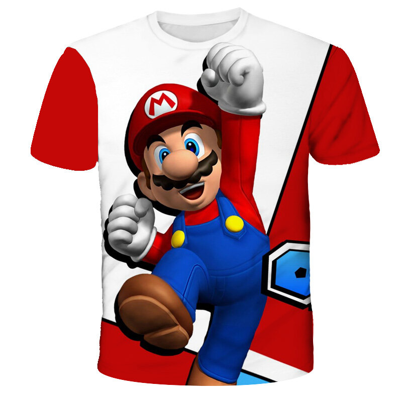 Детская одежда, футболки с супер Марио, топы с мультяшным рисунком для мальчиков, футболки для маленьких мальчиков, детская одежда для девочек, летние футболки с коротким рукавом для девочек