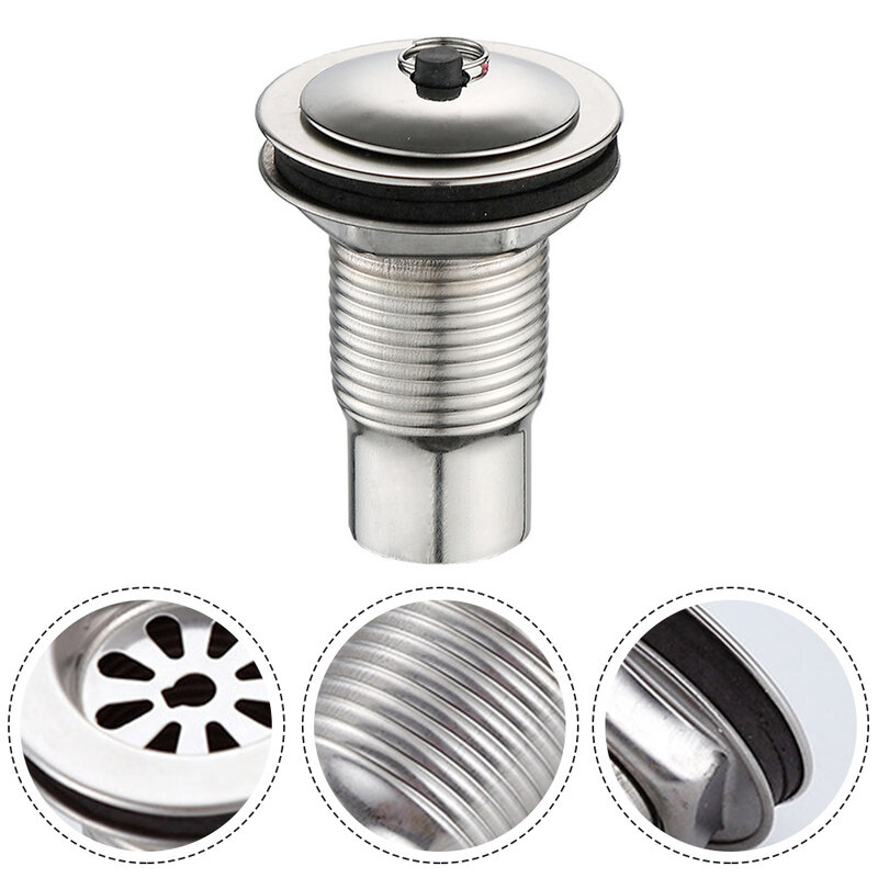 For Bathroom Pool Sink Drain Filter Kitchen Accessories Drain Button Easy To Install Stainless Steel High Qyality