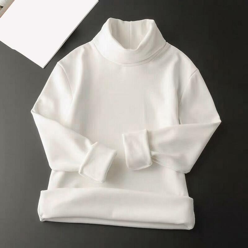 Hot！Men Bottoming Thermal Shirt Solid Color Turtleneck Pullover Autumn Winter Loose Fleece Lined Base T-shirt Top for Outdoor