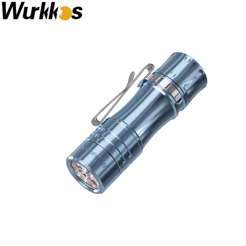 Wurkkos-TS10-Titanium Bolso Tocha EDC, Azul Oxidado Ti Cobre Polido, 3x90 LEDs CRI e RGB Aux LEDs, 1400LM, Autodefesa
