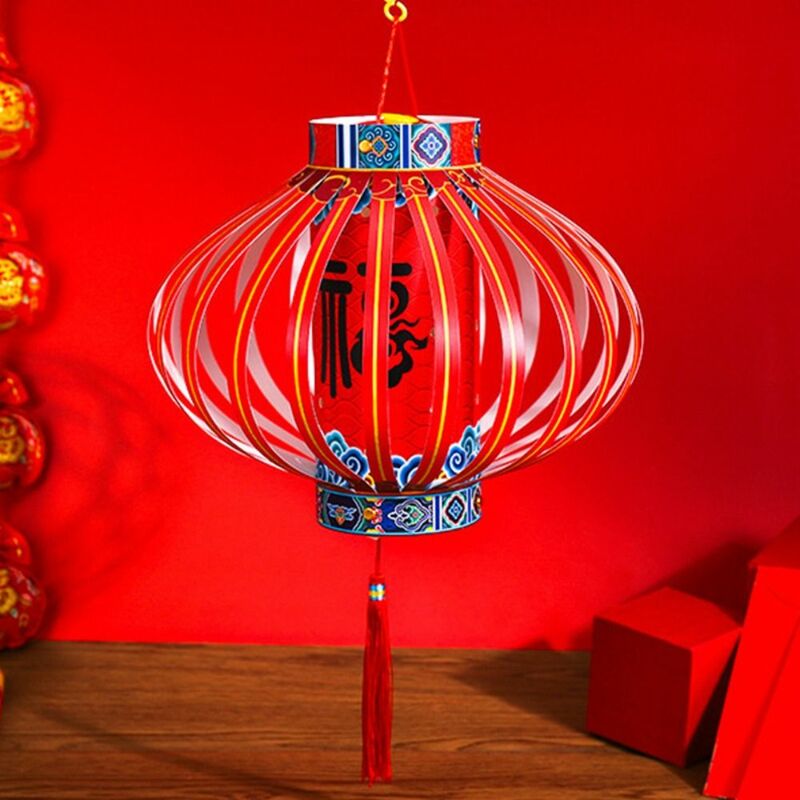 Lanterna de Papel Brilhante Artesanal, Acessórios Hanfu Chinês, DIY, Boa Sorte, Ano Novo, Portátil, Festa, Brilhante, Guarda-chuva