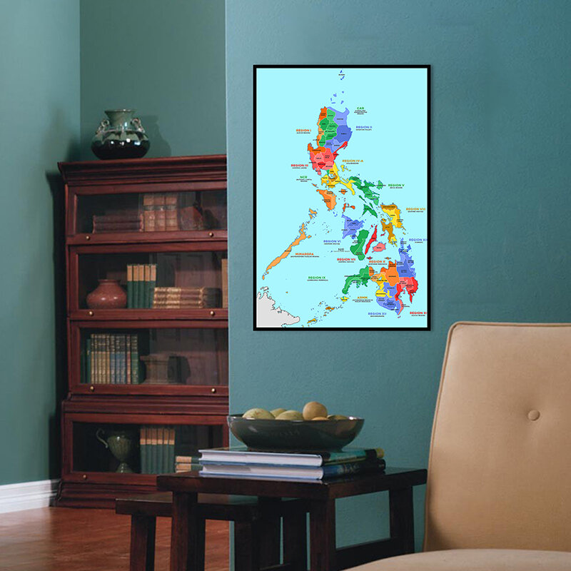 Affiche murale de petite taille 42x59cm, carte des Philippines, image imprimée d'art mural sans cadre, décoration de la maison, fournitures scolaires