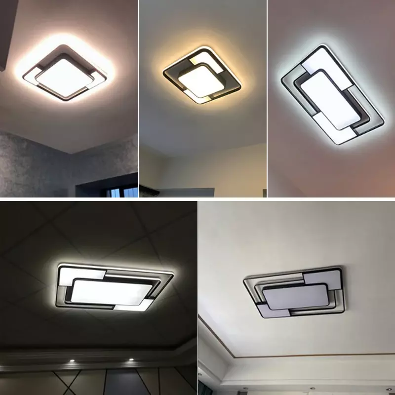 Nórdico moderno LED lâmpada do teto, Lustre, sala de estar, sala de jantar, quarto, estudo, quadrado, lustre, luminária