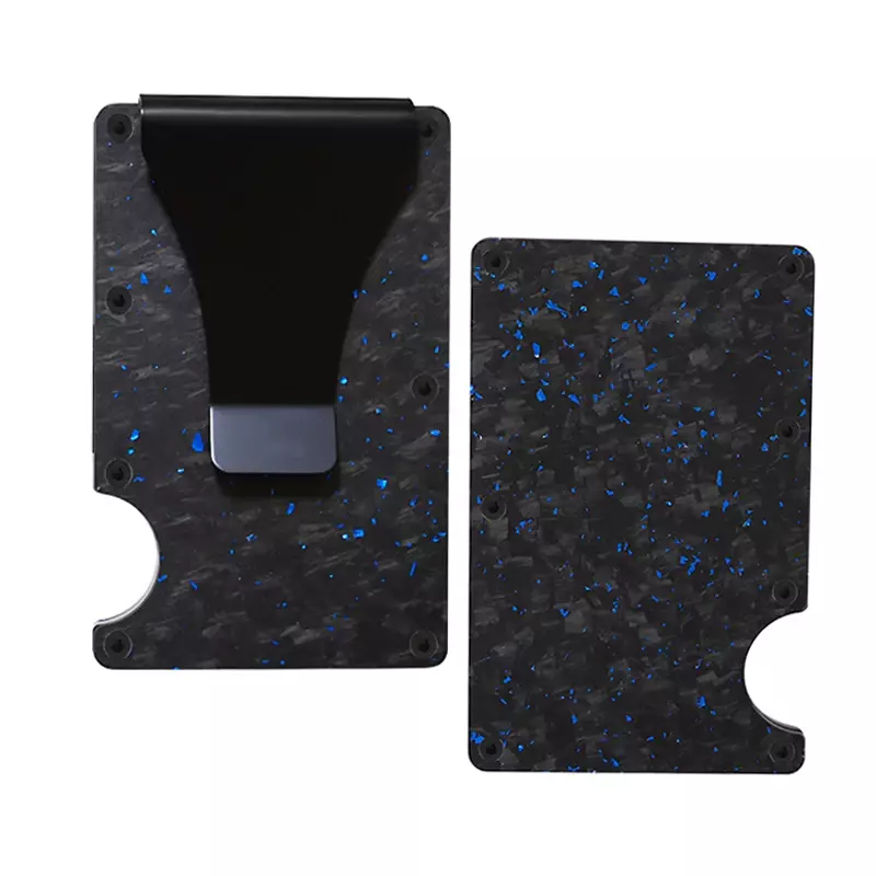 Dompet tempat kartu serat karbon tempa dompet tempat kartu klip pria logam Aluminium RFID ramping mewah Cartera Hombre minimalis