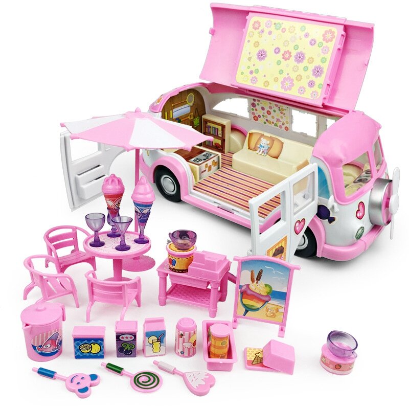 Wohnmobil Auto Kinder Picknick Eis RV Set DIY Haus Cabrio Picknick Auto Kinder Spielzeug Stuhl Aufkleber Anzug Spielzeug