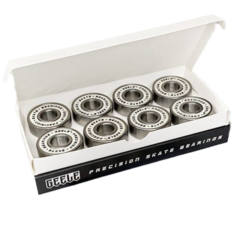 Geele 8Pcs Deep Groove Ball Bearing For Skateboard Longboard Inline Pulley Turntable Silver