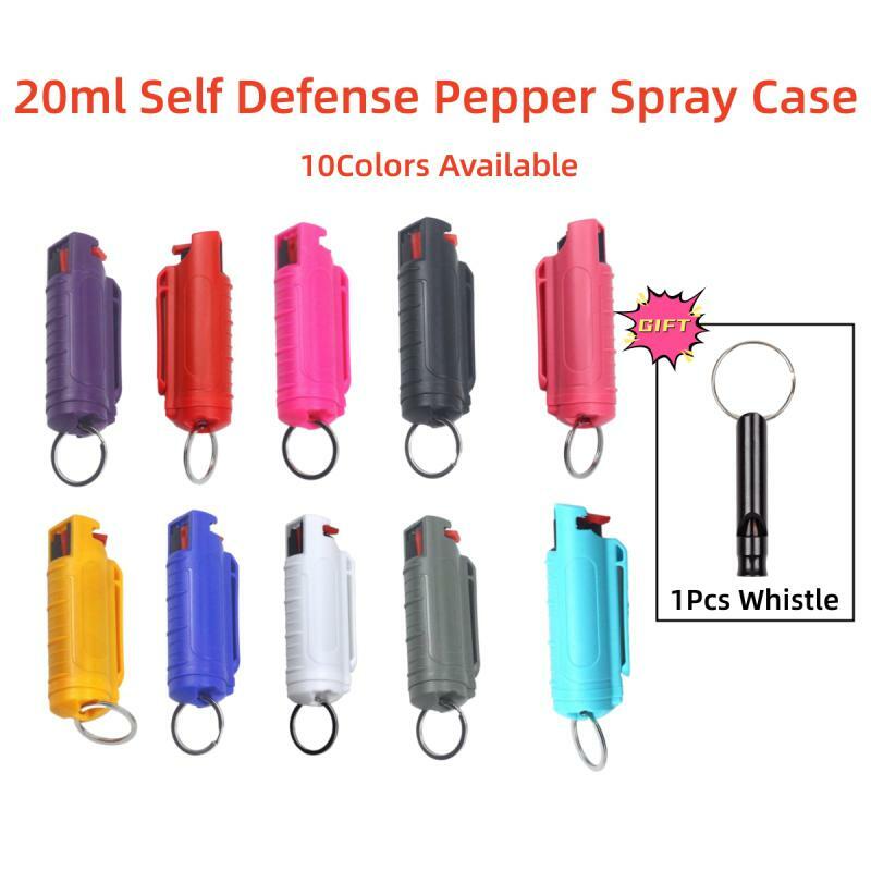 1 pz 20ml donne autodifesa Spray al pepe custodia in plastica scatola di emergenza guscio Spray con portachiavi portachiavi strumento di difesa portatile