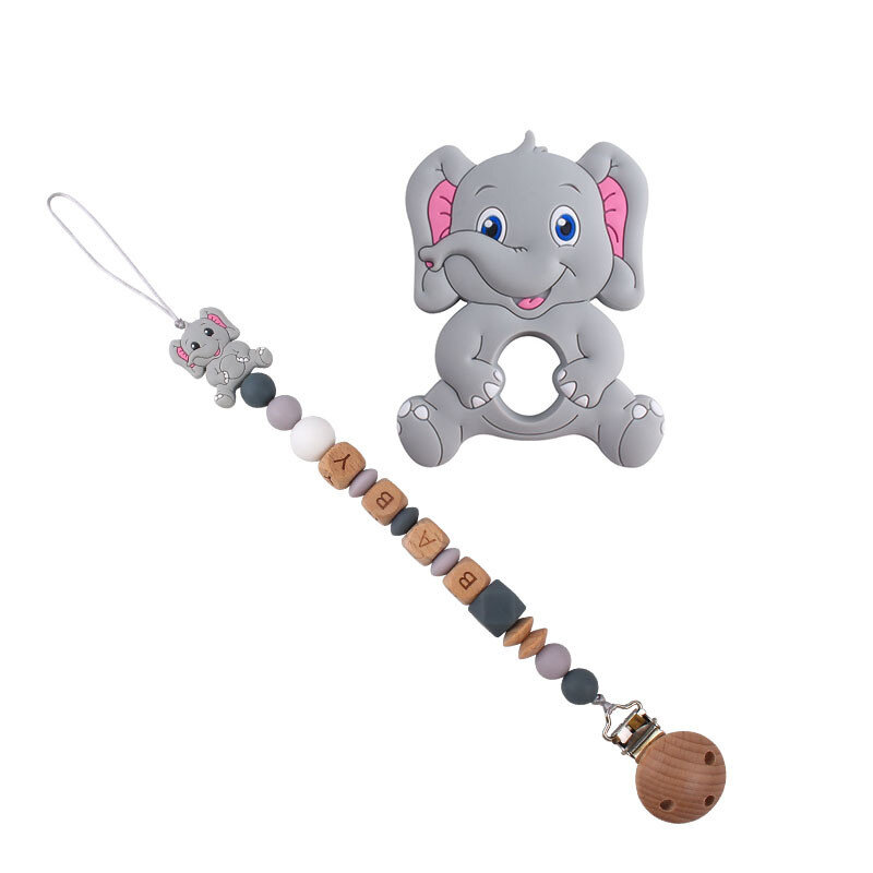 Именная цепочка для соски-пустышки зажим-держатель для детской соски Elephant, подарок для детского душа, не содержит Бисфенол А, атташе Tetine
