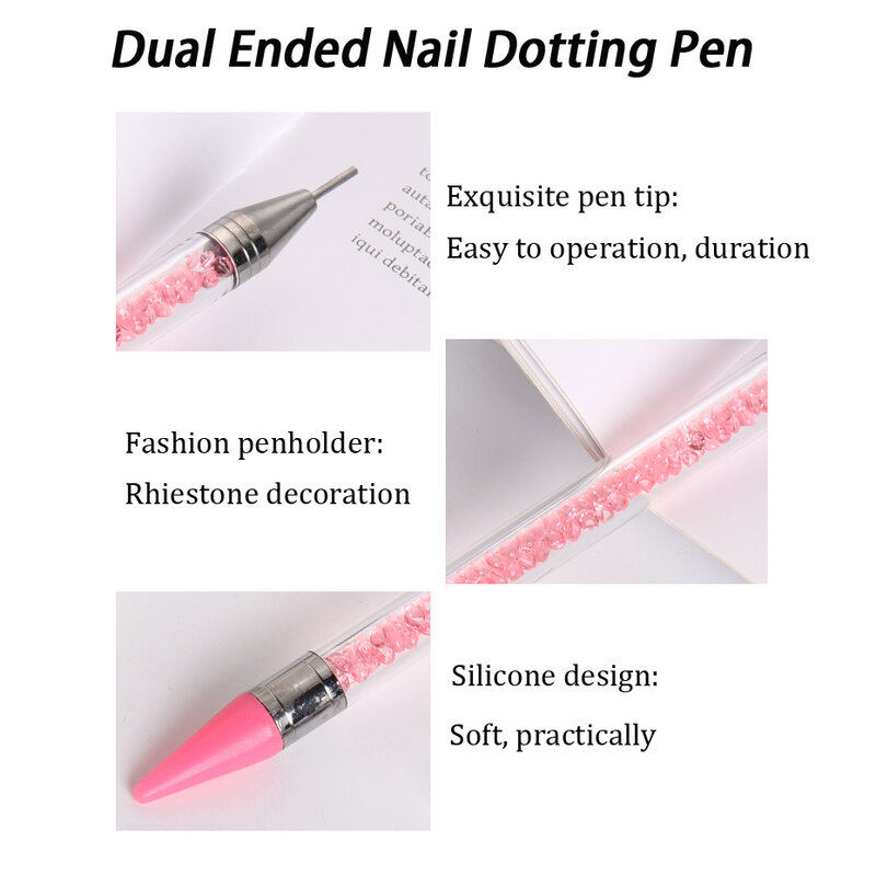 1pc Dual Ended Nagel Punkts tift Kristall perlen Griff Strass Nieten Picker Wachs Bleistift Gel UV Pinsel Maniküre Nail Art Tools
