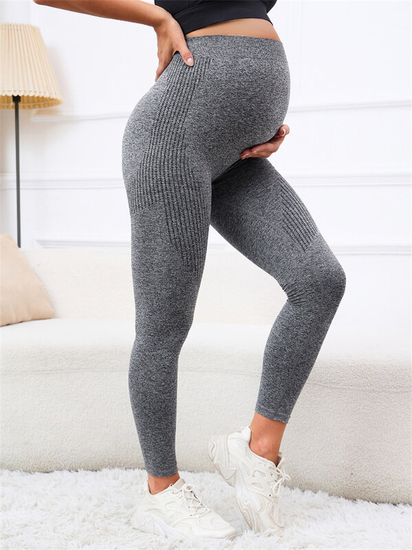 Leggings de maternidad de cintura alta elástica para mujeres embarazadas, pantalones de Yoga de embarazo, ropa activa, Leggings de entrenamiento, longitud del vientre