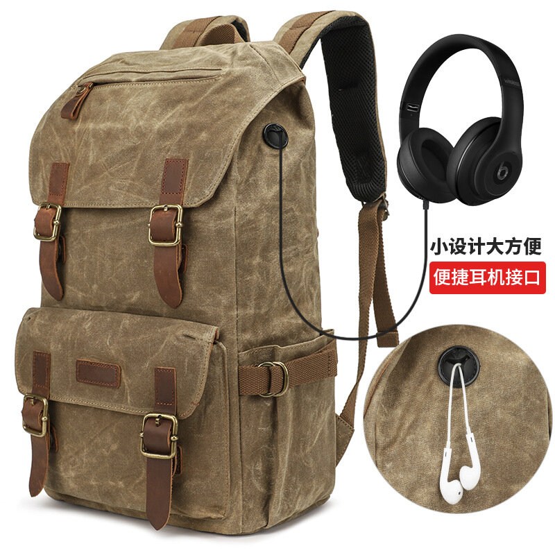 Canvas-Rucksack, Retro-Rucksack für Männer und Frauen, modische Computer tasche für Herren 15,6, Outdoor-Rucksack