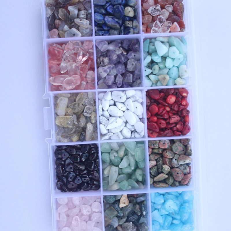 Assortiment perles pierres précieuses 15 couleurs, puces naturelles forme irrégulière, pour bricolage, artisanat,